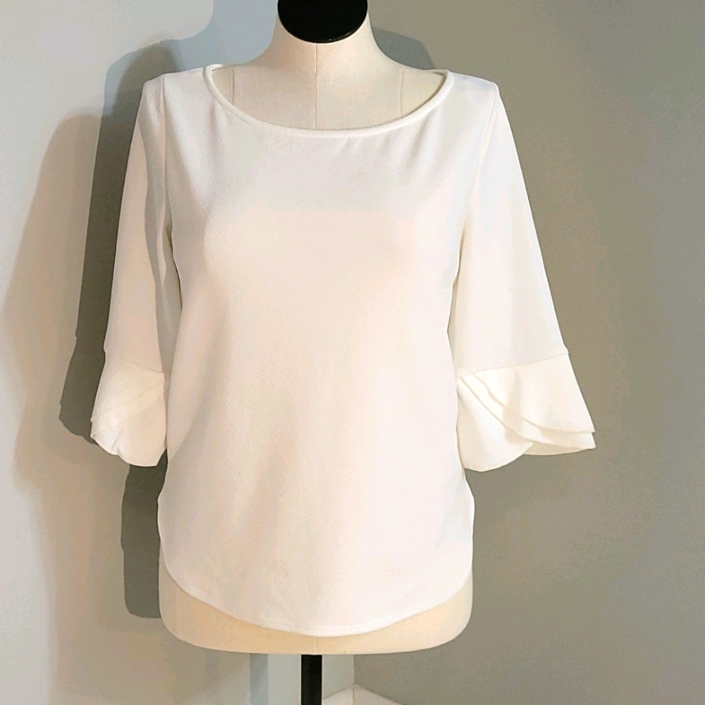 Green Envelope, Ivory, Stretchy, Career Blouse